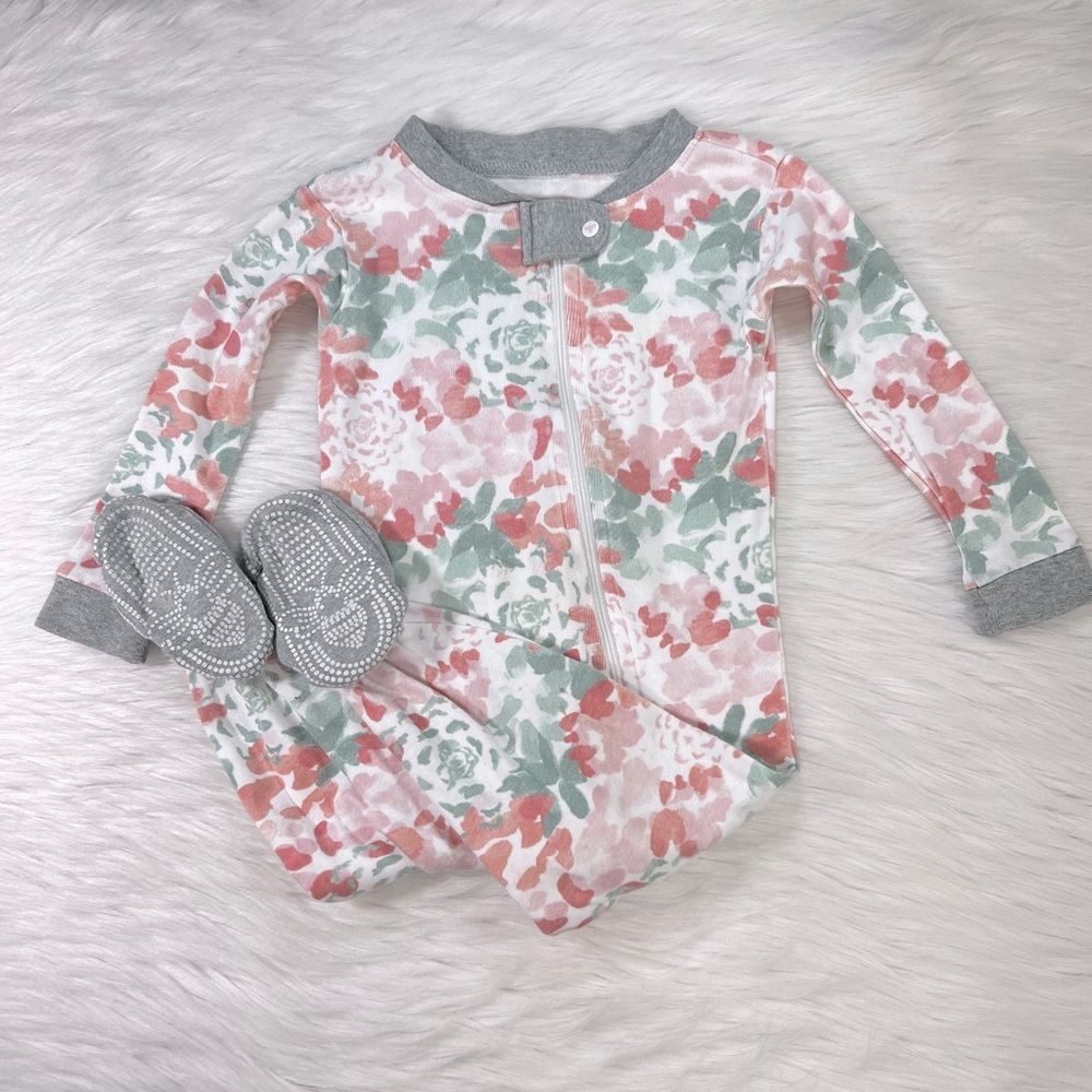 Burt’s bees baby floral sleeper, size 12M